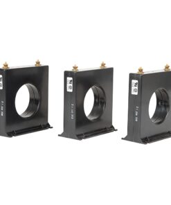 Three identical black metal frames with a central circular opening and two brass studs on top, lined up in a row.