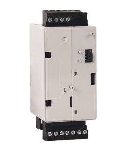 Industrial control module with white housing and terminal blocks top and bottom for wiring a automation circuit.