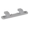 Light-gray plastic mounting bracket with two raised clip-like supports and circular holes at each end.