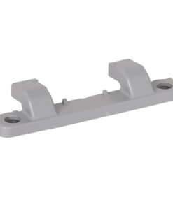 Light-gray plastic mounting bracket with two raised clip-like supports and circular holes at each end.