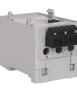Compact electrical relay/terminal block module with three labeled inputs V1, V2, V3 on a black header; bottom terminals numbered 2, 4, 6.