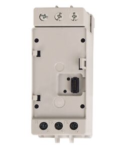 Back view of a compact electronic controller with L1, L2, L3 input screws at top and T1, T2, T3 output terminals at bottom.