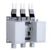 Three-pole electrical contactor/motor starter with three large top terminals and a white housing, viewed from the back.