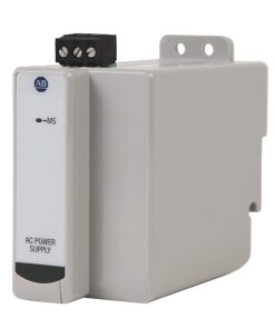 AC power supply module with mounting bracket and terminal block on top