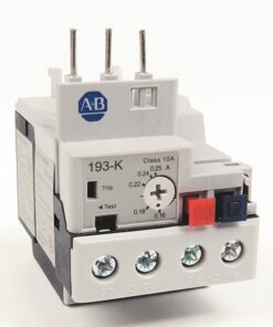 ABB 193-K miniature circuit breaker with trip dial and red/blue terminal blocks, four screw terminals visible below