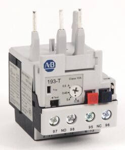 A gray Allen-Bradley 193-T Class 10A electrical relay/contactor with four terminal screws labeled 97 NO 98 95 NC 96 at the front side.