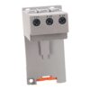 Three-terminal grey electrical connector with screws labeled L1, L2, L3 on a mounting base.