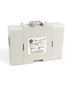 Gray ABB circuit breaker module with a white identification label on the front, designed for electrical distribution panels