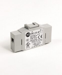 Gray compact electrical relay with a white label showing model number and certification marks (UL, CE).