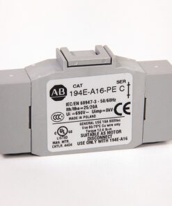 Gray ABB electrical inline module labeled 194E-A16-PE, a motor disconnect switch for 690V systems (industrial control)