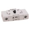 White modular electrical switch/terminal block with two screw terminals labeled N on each side and a small central lever