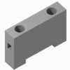 Grey 3D rectangular block with two circular holes on the top and a side notch.