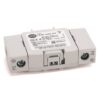 Gray DIN-rail mounted electrical module with two PE terminals on ends and a central latch