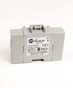 Gray electrical relay/motor-disconnect module with a white label reading '194E-A63-NP' on a white background
