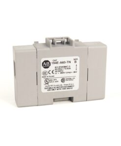 Gray modular electrical breaker/motor disconnect unit with label reading AB 194E-A63-TN, shown from the side.