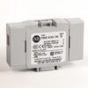 Gray motor-disconnect electrical module with labeled specs (AB logo, model 194E-E32-TN) used for industrial wiring.