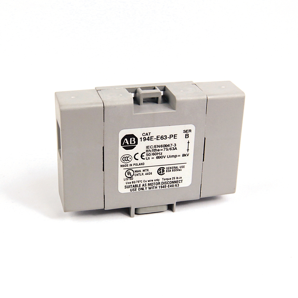 Gray ABB modular electrical device with a visible label on a white background, likely a control module or relay component